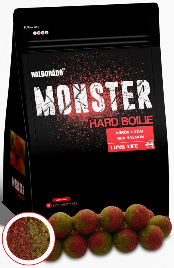 SNECI - Horgász webshop és horgászbolt - HALDORÁDÓ MONSTER Hard Boilie 24+ - Vörös Lazac