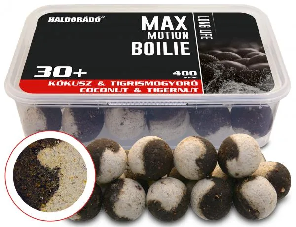 SNECI - Horgász webshop és horgászbolt - HALDORÁDÓ MAX MOTION Boilie Long Life 30+ mm - Kókusz & Tigrismogyoró