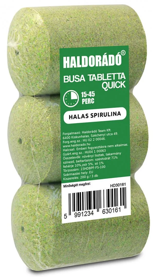 SNECI - Horgász webshop és horgászbolt - HALDORÁDÓ Busa tabletta Quick - Halas spirulina